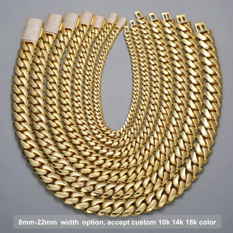 

Mens 22mm Miami Cuban Link Necklace – Stainless Steel Gold Plated Chain – Hip Hop Bling Jewelry for Men – Trendy Gift