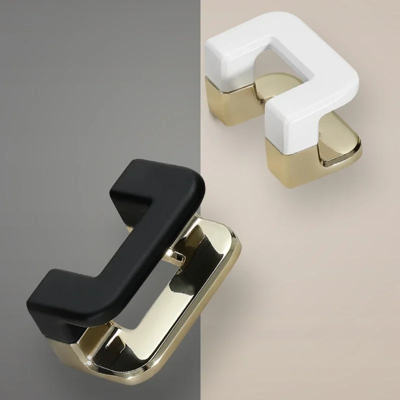 Luxury Gold+White/Black Kitchen Cabinet Door Handles Zinc Alloy Wardrobe Drawer Knobs Solid Embedded Furniture Decor Hardware