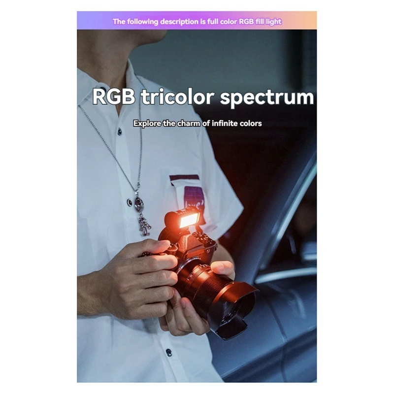 Luce di riempimento RGB Luce LED RGB Supporto magnetico a colori Reteo Film Style Mini LED Luce video 300Mah Scarpa fredda