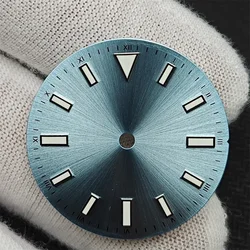 28.5mm Sunray Watch Dial Stripe Nails Green Luminous Font Modified Watch Accessories Suitable for NH35/8215/2836 Movement