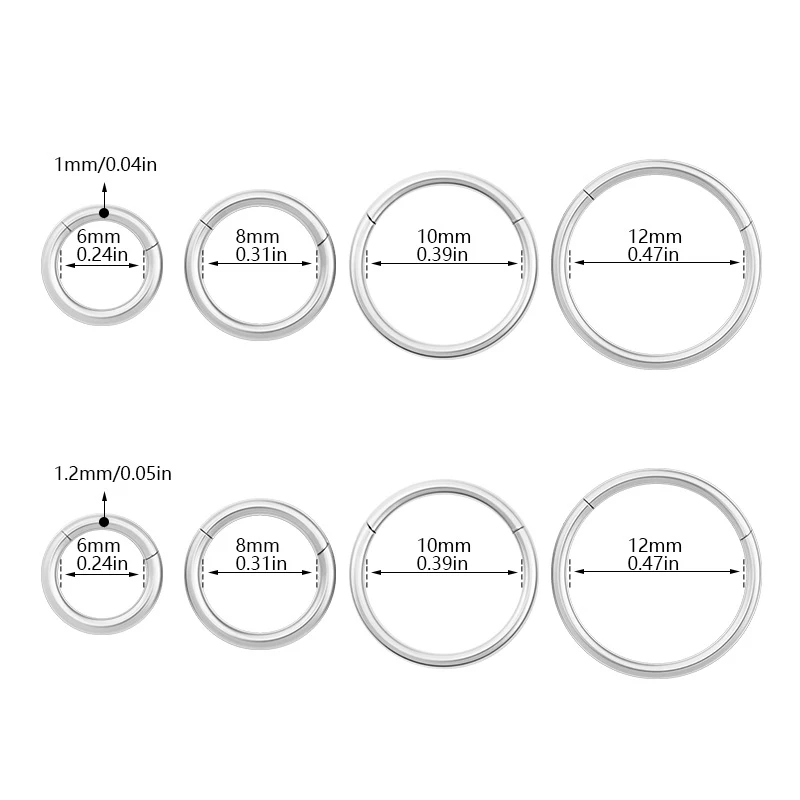 316 Surgical Steel Nose/Ear Rings - 18G/16G Hypoallergenic Circular Body Piercing Jewelry, Minimalist Seamless Hoops image 2