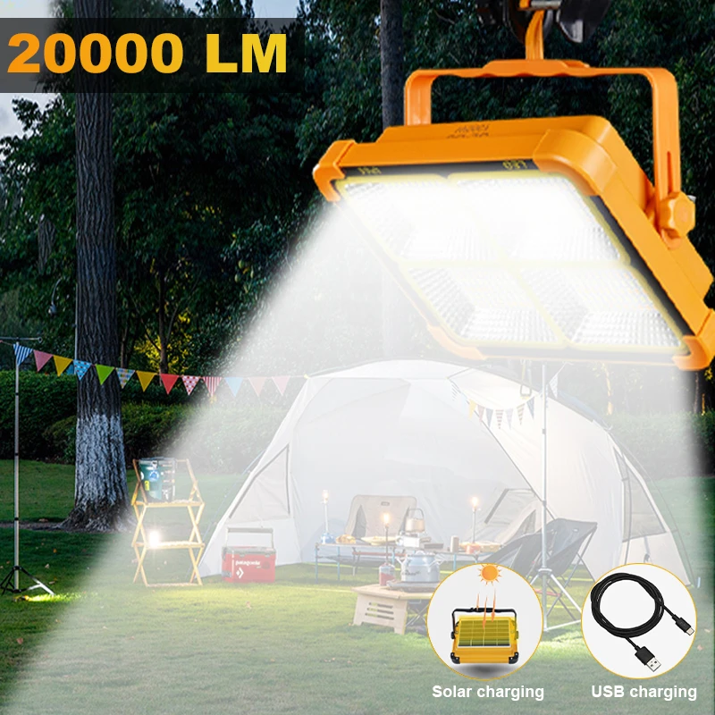 LED Solar Flood Lights Outdoor Camping Lamp Waterproof Floodlight USB Rechargeable LED Emergency Light 1000W Portable Solar Lamp