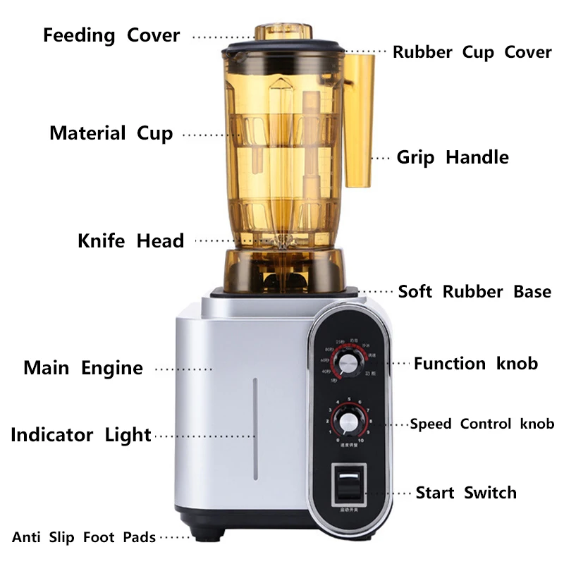 110/220V Electric Blender 2200W Commercial Blender Fruit Food Ice Crusher Processor Smoothies Juicer Maker Crusher Grain Grinder