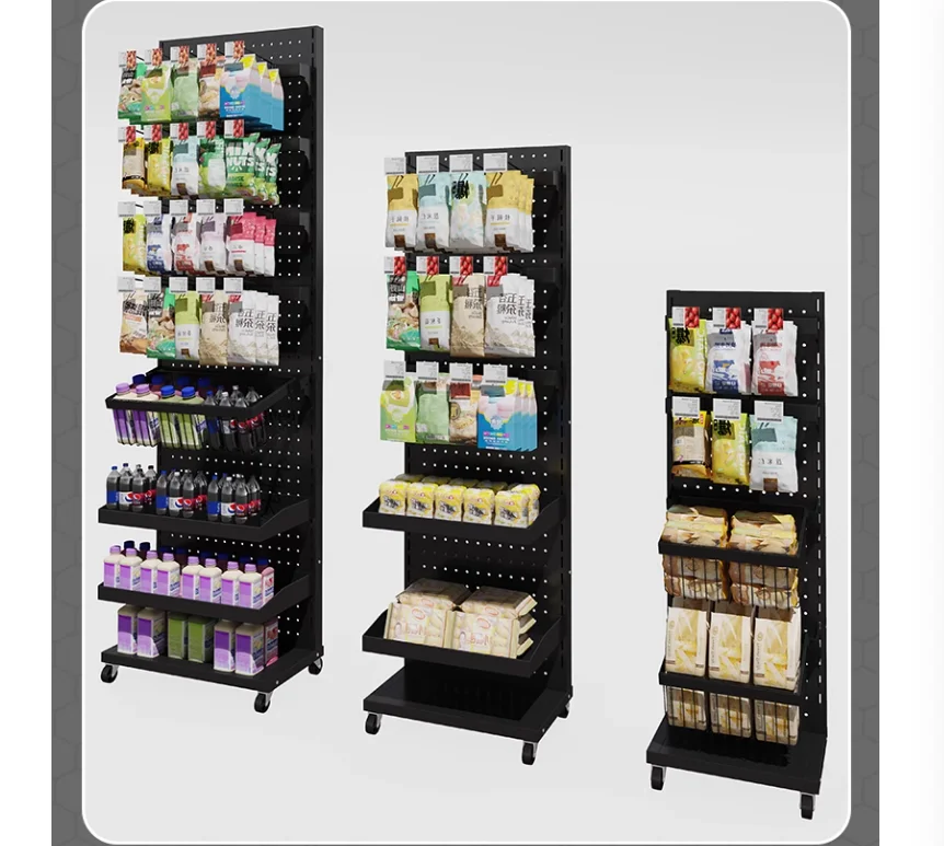 

Shelf end betel nut drink display rack wheel multi-layer hook