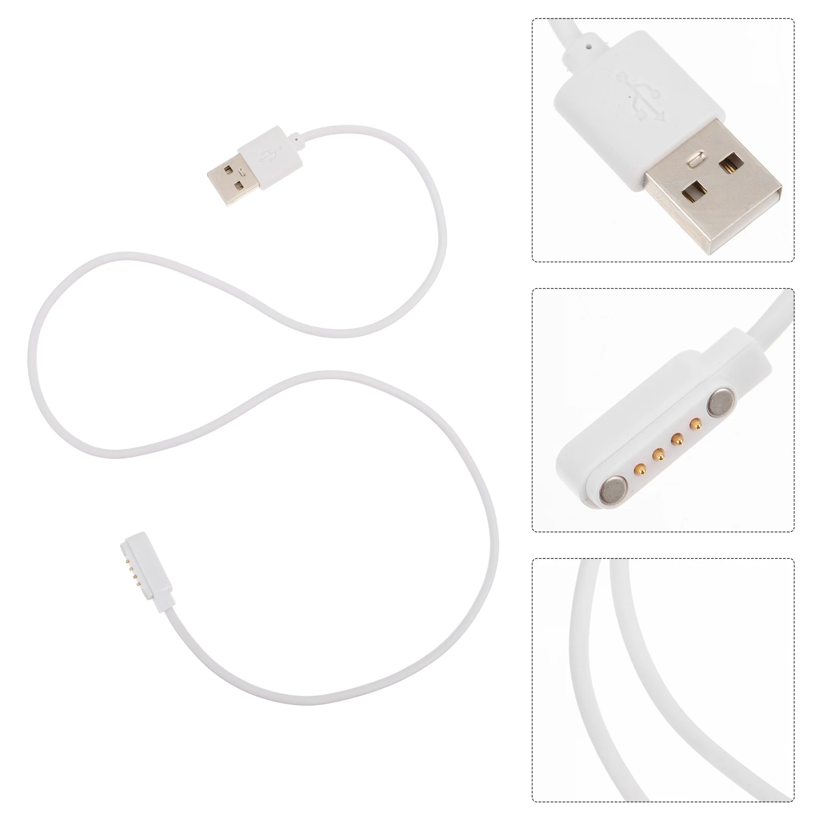 

2Pcs Magnetic Suction Charging Cable Durable Strong for Smart Watch USB PVC Cord Lightweight Stable Replacement