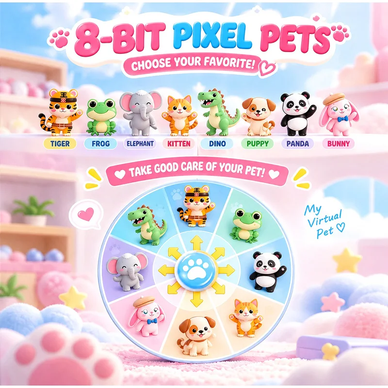 Electronic Pet Game Machine Color Screen Handheld Virtual Pet Raising Gamer Early Education Story Portable Interactive Gift