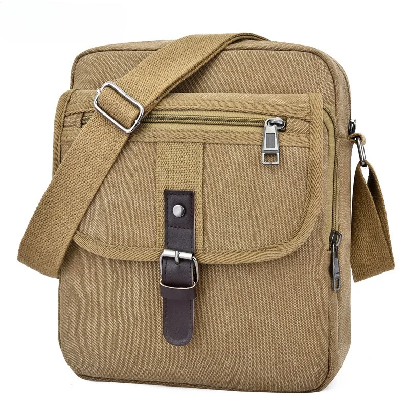Men's Canvas Shoulder Bag, Vintage Crossbody Messenger Bag with Multi-Pockets, Casual Sling Bag for Travel, Work, and Daily Use