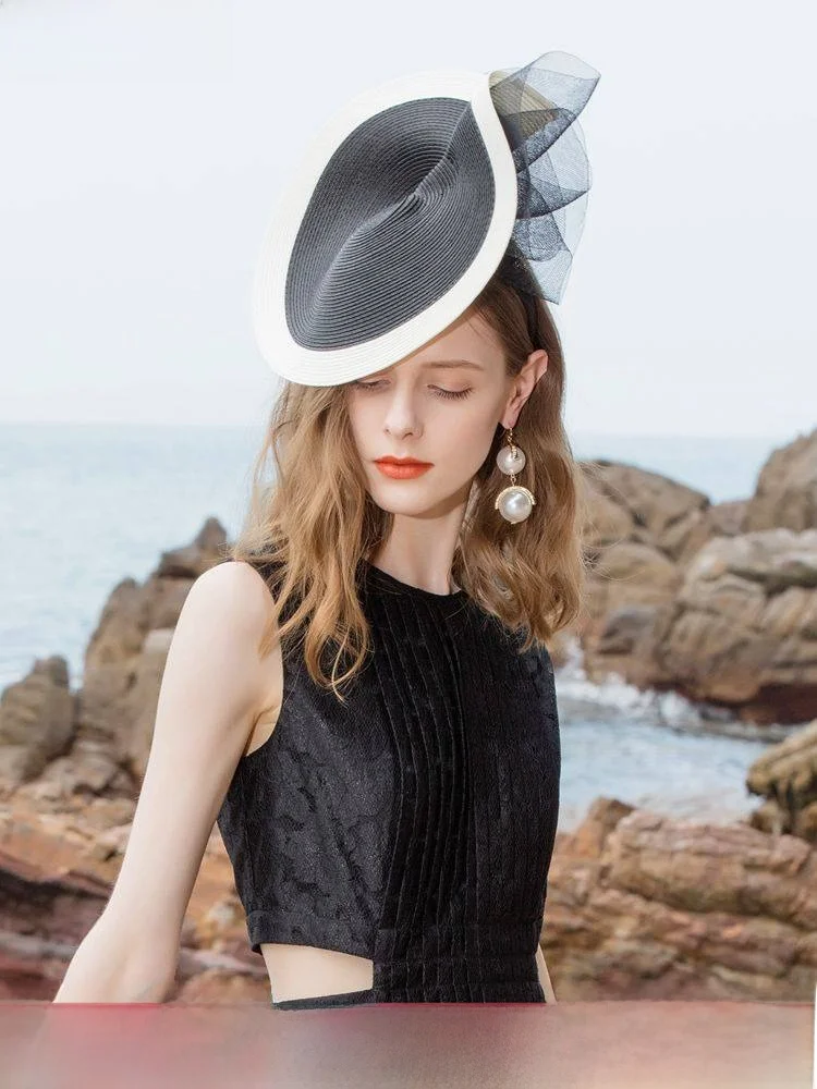 ee-elegant-british-style-summer-new-fashion-ball-tailored-veil-hat-women's-sunshade-sunscreen-cap-floral-detail-high-breathab