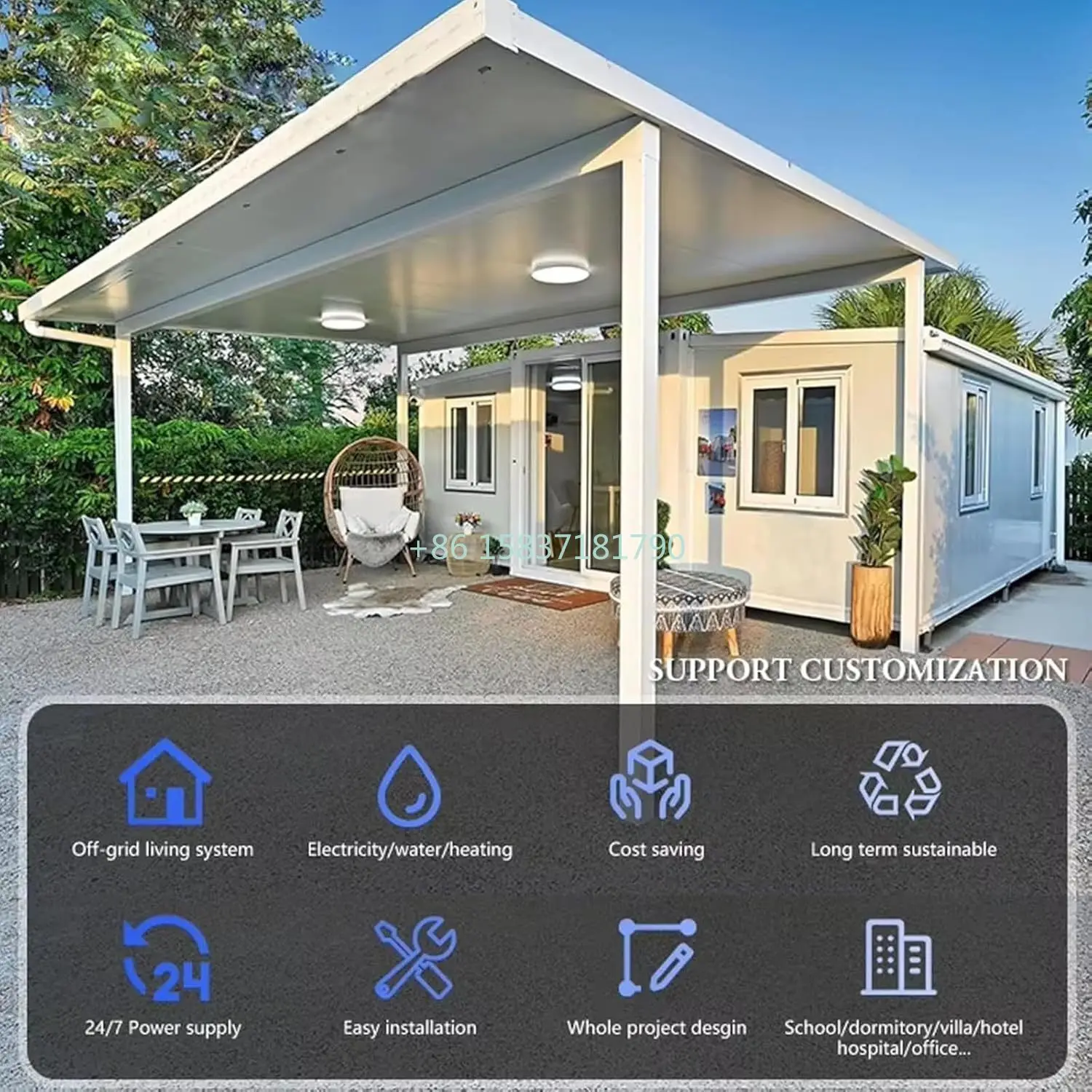 YG Luxury Container House Double Wing Extension Prefabricated Container House 20ft Easy Install Foldable Office Container Home