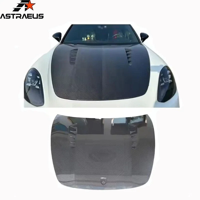 2017-2019 for Porsche Panamera Carbon Fibre Hood Black & White Engine Front Cover Replacement/Repair Purpose！