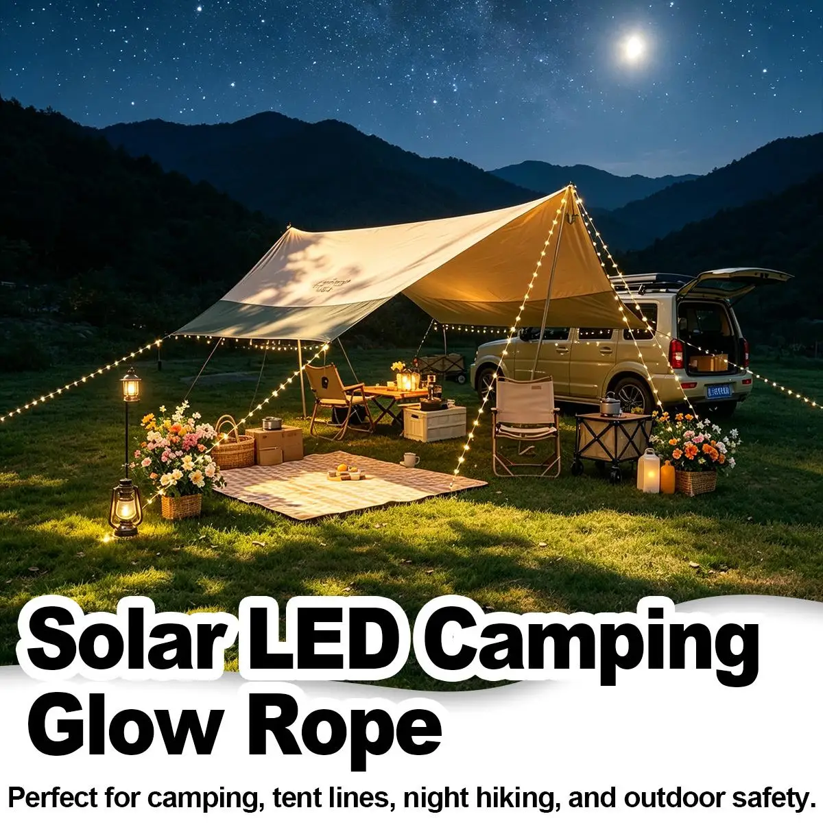 Solar Rope Lights Weather Resistant Luminous Cord Remote Backyard Illumination Glowing Paracord Art Garden Deco DIY Art