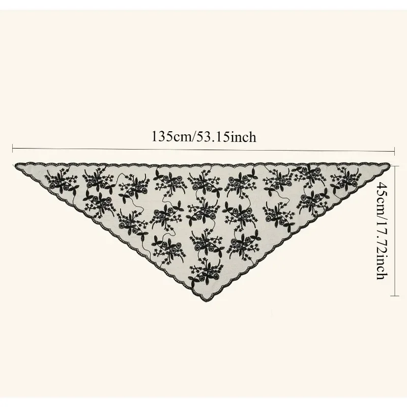 Solid Black White Lace Edge Floral Lace Triangle Bridal Head Scarf 2026 Spring Summer Photogenic Wedding Head Cover Veil