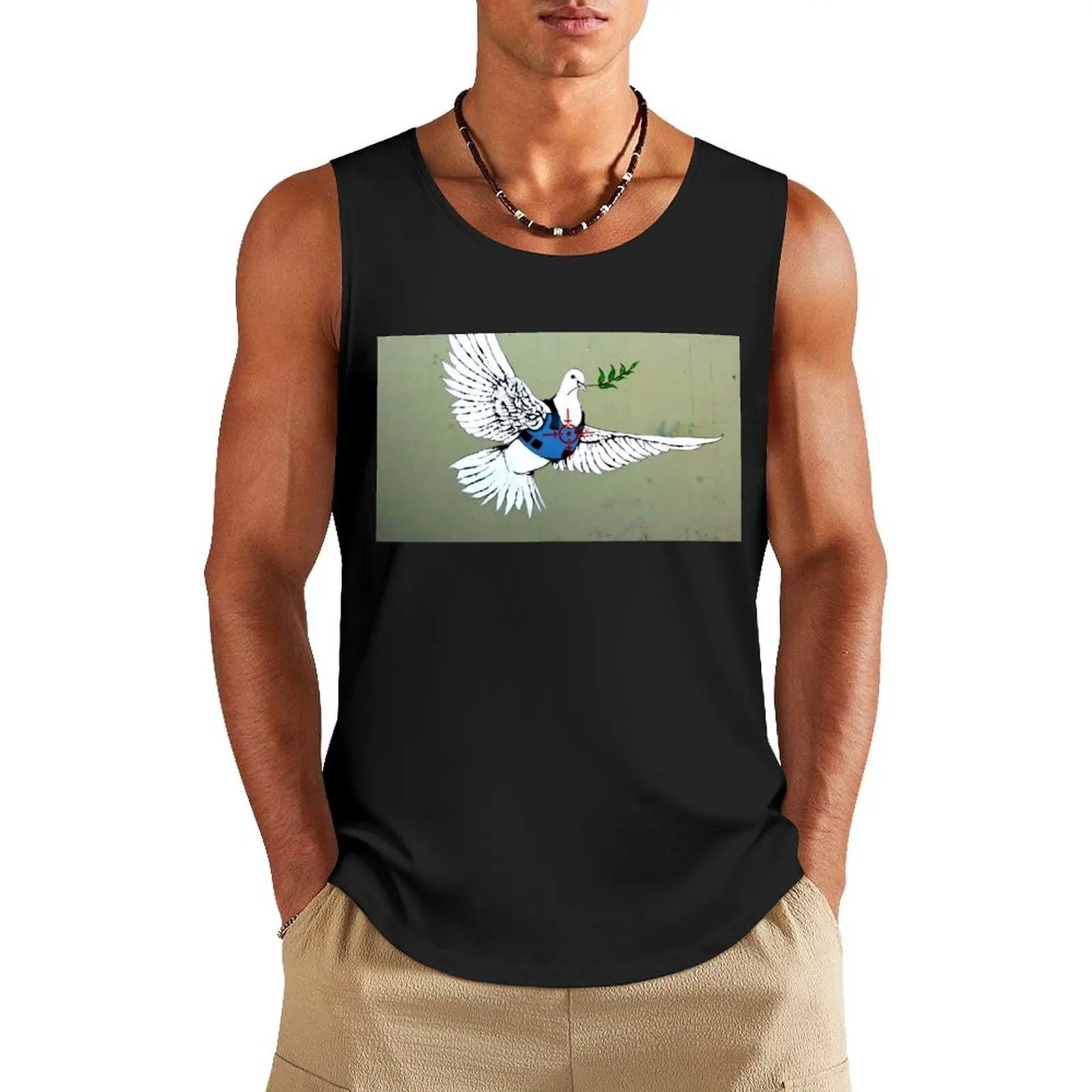 

Banksy Peace Dove Tank Top Sleeveless T-shirt Men's gym Top summer