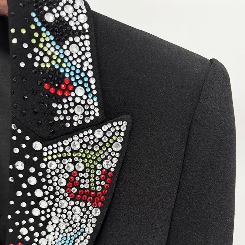 HKSH 2026 Primavera Nuove Donne Blazer Borchiato Diamanti Colorati Singolo Bottone Slim Fit Elegante Tendenza Office Lady Cappotto di Lusso HK17503