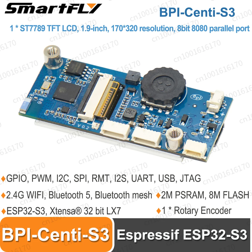 

Banana Pi BPI-Centi-S3 Espressif ESP32-S3 2M PSRAM 8M FLASH 2.4G WIFI Onboard 1.9inch Color Screen Development LCD Control Board