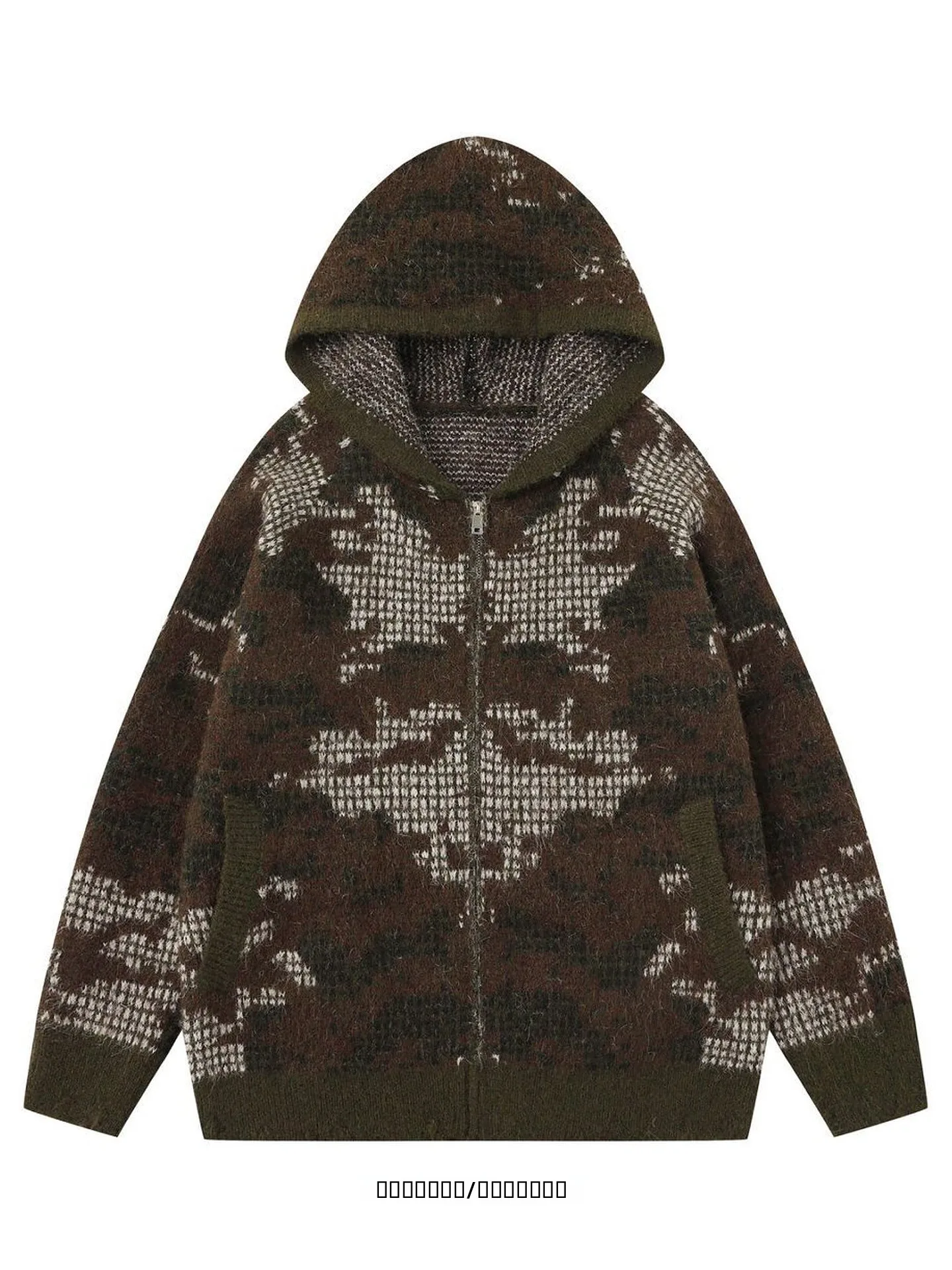 

Мужской повседневный теплый свитер-худи Street Sle Cool из смесовой ткани (полиэстер, нейлон, шерсть) с длинными рукавами для осени