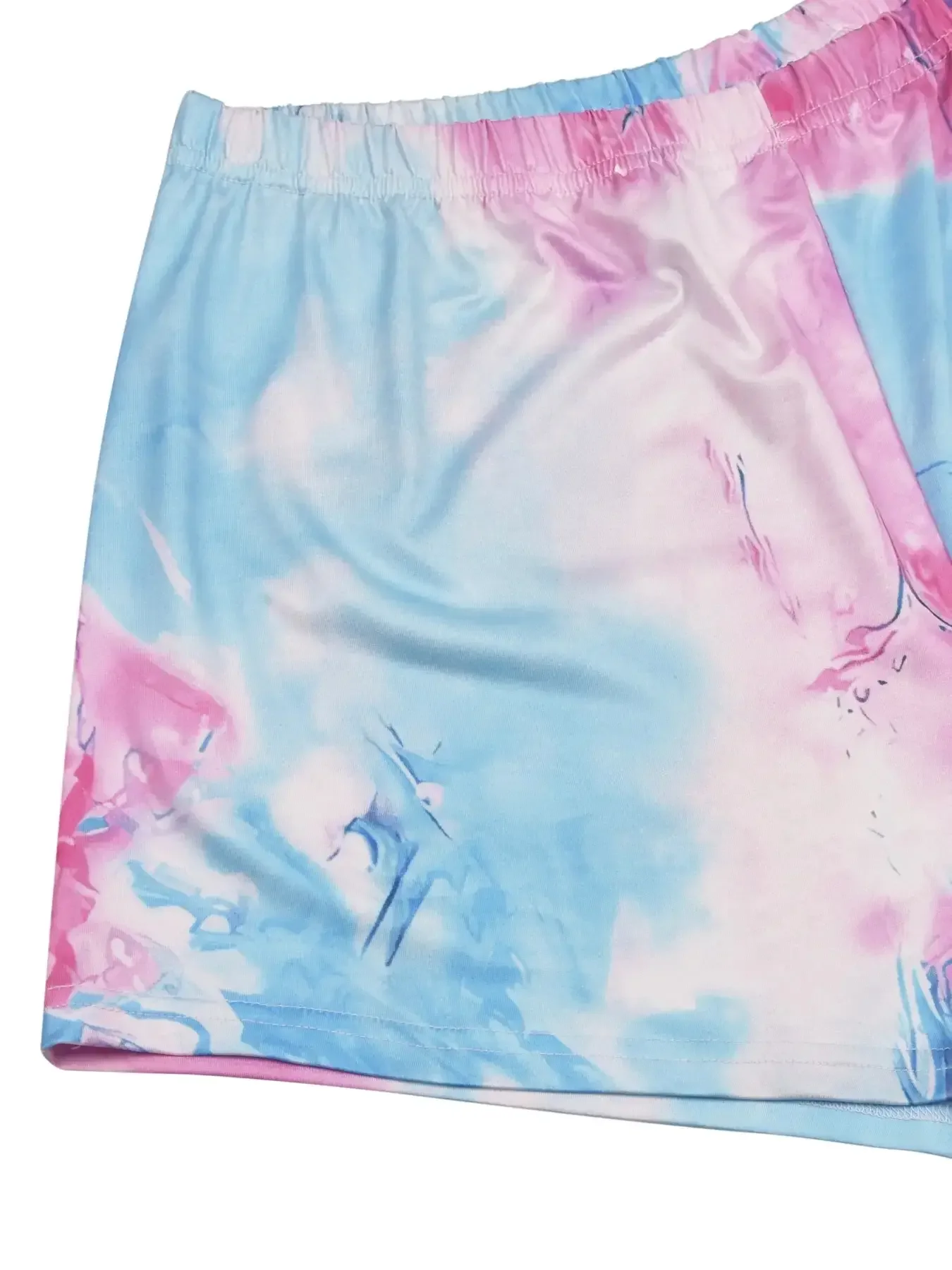 Plus Size Casual Loungewear komplet letni damski Plus Tie Dye krótki rękaw okrągły dekolt i szorty piżama dwuczęściowy komplet