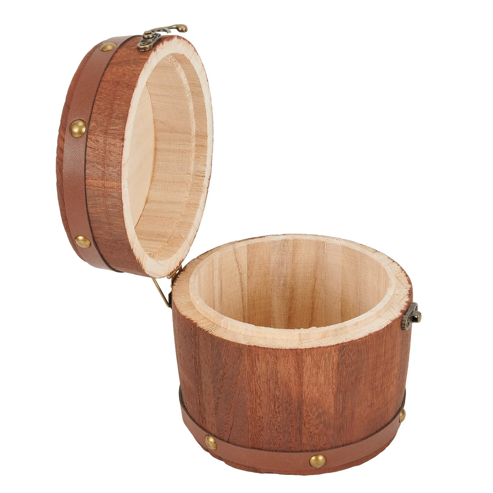 

1PCS Wooden Tea Leaf Barrelbox 13*13cm Portable Antique Mini Storage Box For Tea Leaf Coffee Flour Beans Home Coffee Bar Supplie