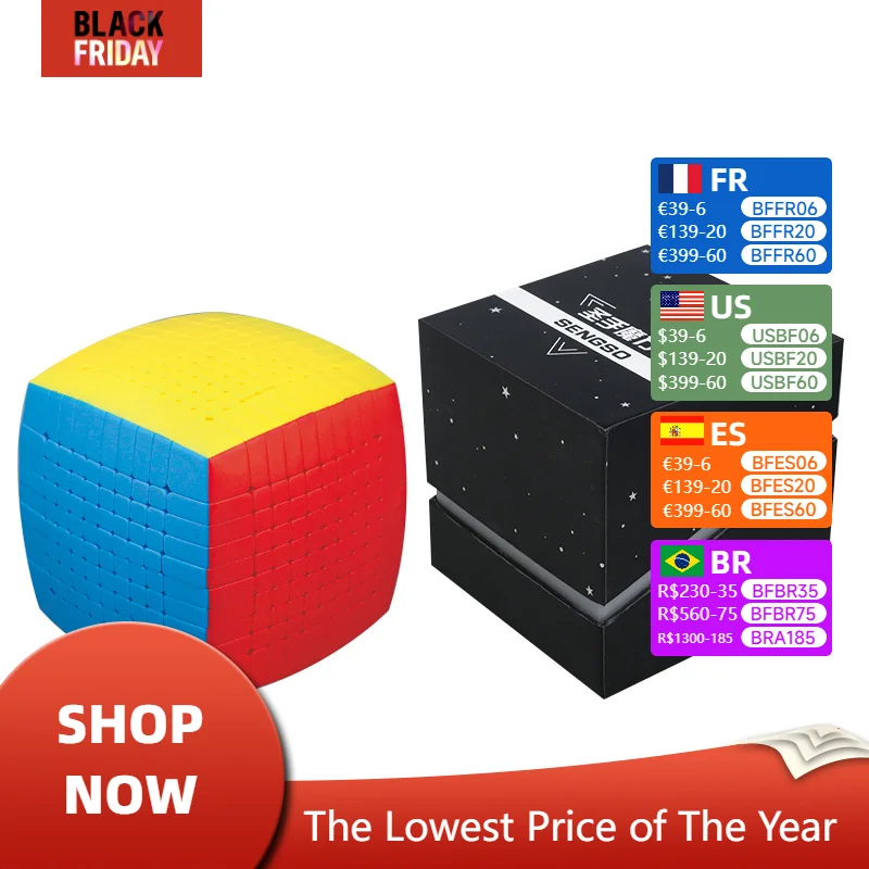 shengshou 10x10 11x11 Magic Speed Cube Stickerless Fidget Toys Sengso 11x11 10x10 Cubo Magico Puzzle