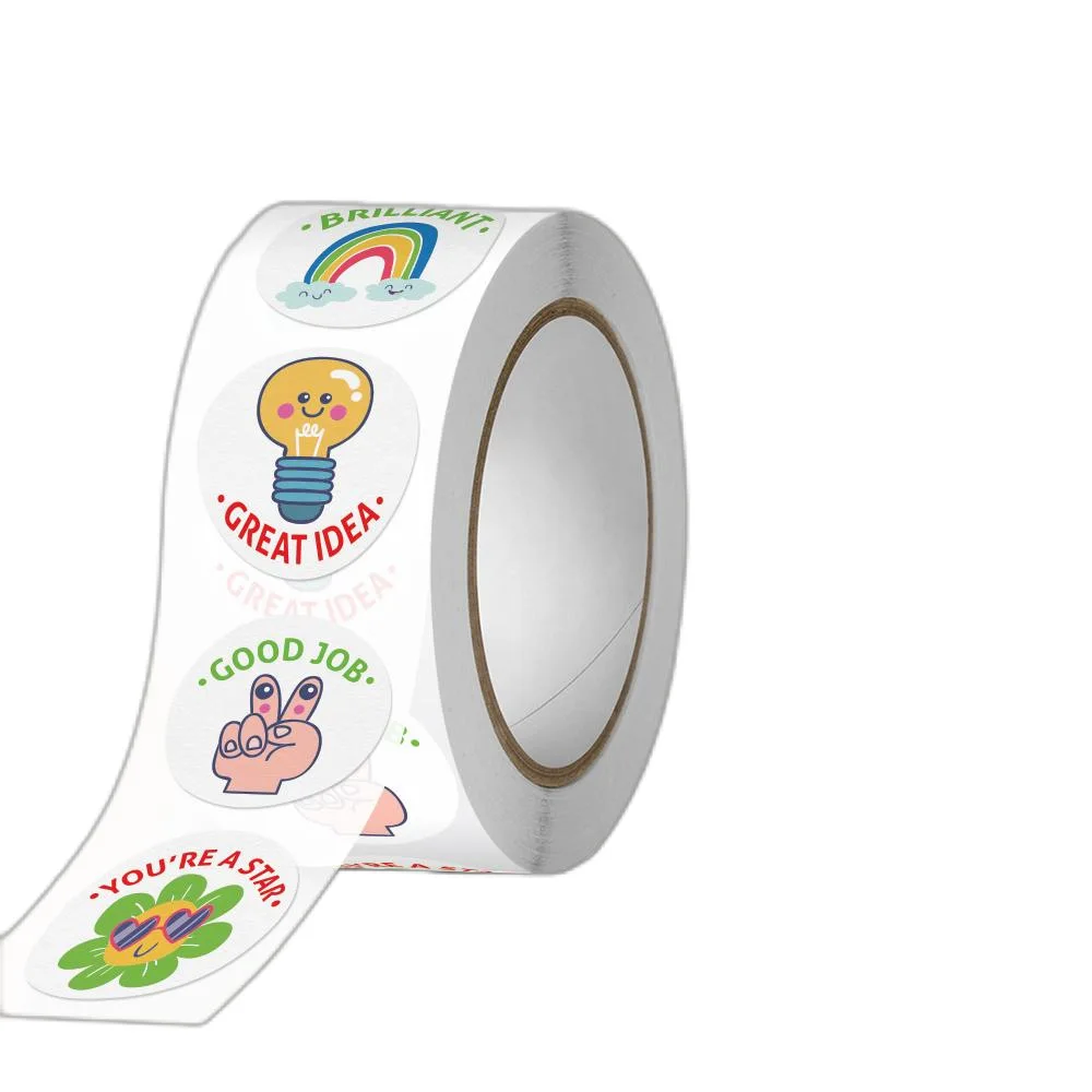 100-500Pcs 1inch Good Job Praise Up Cute Reward Stickers Roll Reward Student Stationery Seal Lables