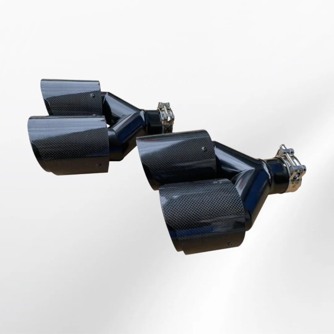 

1Pcs Automobile Universal Carbon Fib Exhaust Nozzle Double-outlet Exhaust Tail Throat Glossy Exhaust Tail Pipes