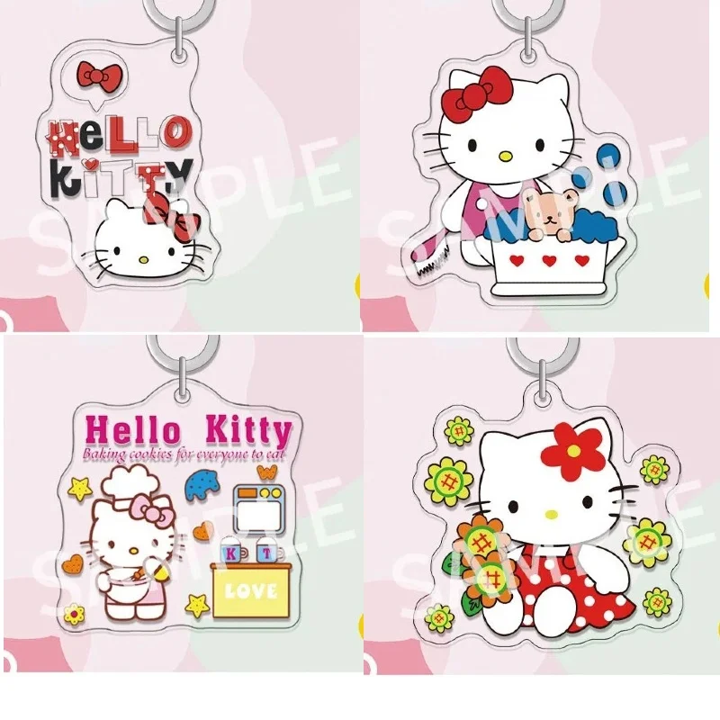 Kawaii Hello Kt Cute Pastel Anime Bag Charm Pink Accent Bow Key Ring Pink & White Bow Sweet Keychain Pendent Iconic Kingring Cat