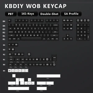 KBDiy 161 Tombol / Set Tombol Kunci GMK WOB Profil SA PBT untuk Keyboard Mekanis Hitam Dan Putih Tombol Jepretan Ganda ISO Kustom untuk K500 12 keycaps penjualan terbaik hitam - №