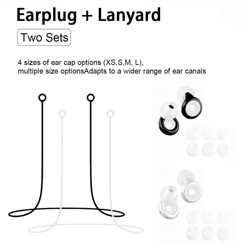 2 Pairs Silicone Earplugs With Silicone Lanyard Soft Washable Noise Blocking Ear Guards For Long Flight Dormitory Rest Spa Relax