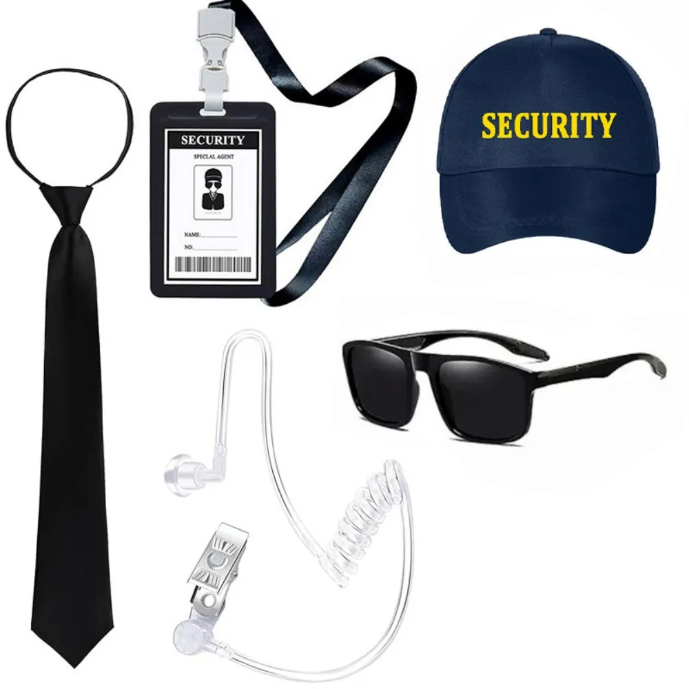 Playing Cosplay Toy Secret Service Dress up Includes Earplugs Acoustic Tube Headset Sunglasses and Black Security Hat for Teens