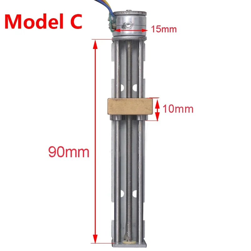 Stroke  35mm/55mm/80mm Linear Actuator Micro 15mm/20mm Two-phase Four-wire Stepper Motor With Copper Nut DIY  XYZ 3D printer