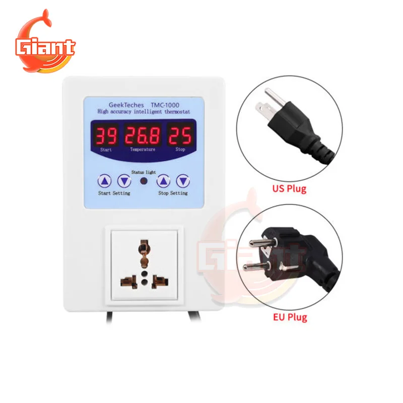 Imagem -04 - Controlador de Temperatura Digital Aquecimento Inteligente Sensor de Refrigeração Termostato Display Led Soquete de Controle de Temperatura Tmc1000