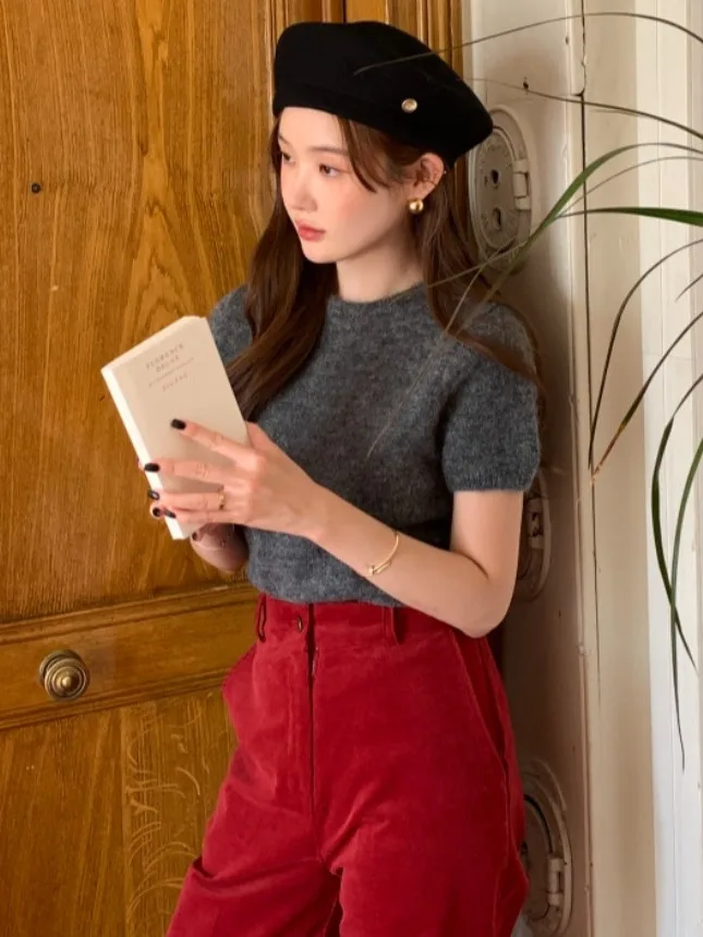 

Faionable ort Sve Knitwear Women's Inner Wear Unique Design Sensation Aosphere Feeling Commute Sle Pure Color