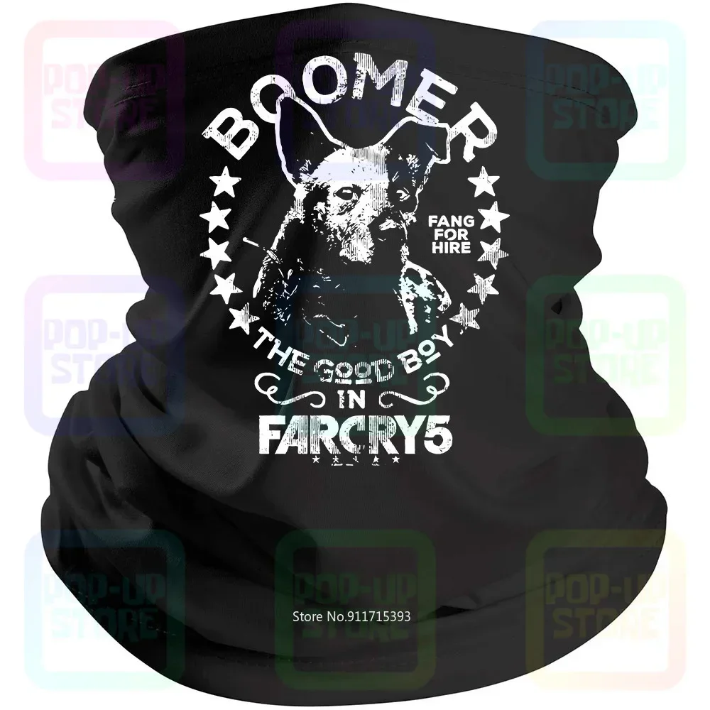 Far Cry 5 Dawn Boomer Fang Hire Ubisoft Dog Good Boy 블랙 반다나 마스크 스카프, 목 각반 마우스 커버, 신제품