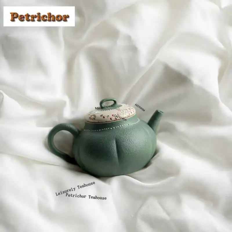 140ml Hand-painted Spring Wild Red Flowers Teapot Retro Tea Infuser Pot Tea Making Kettle With Filter Chinese Tea Set Collection