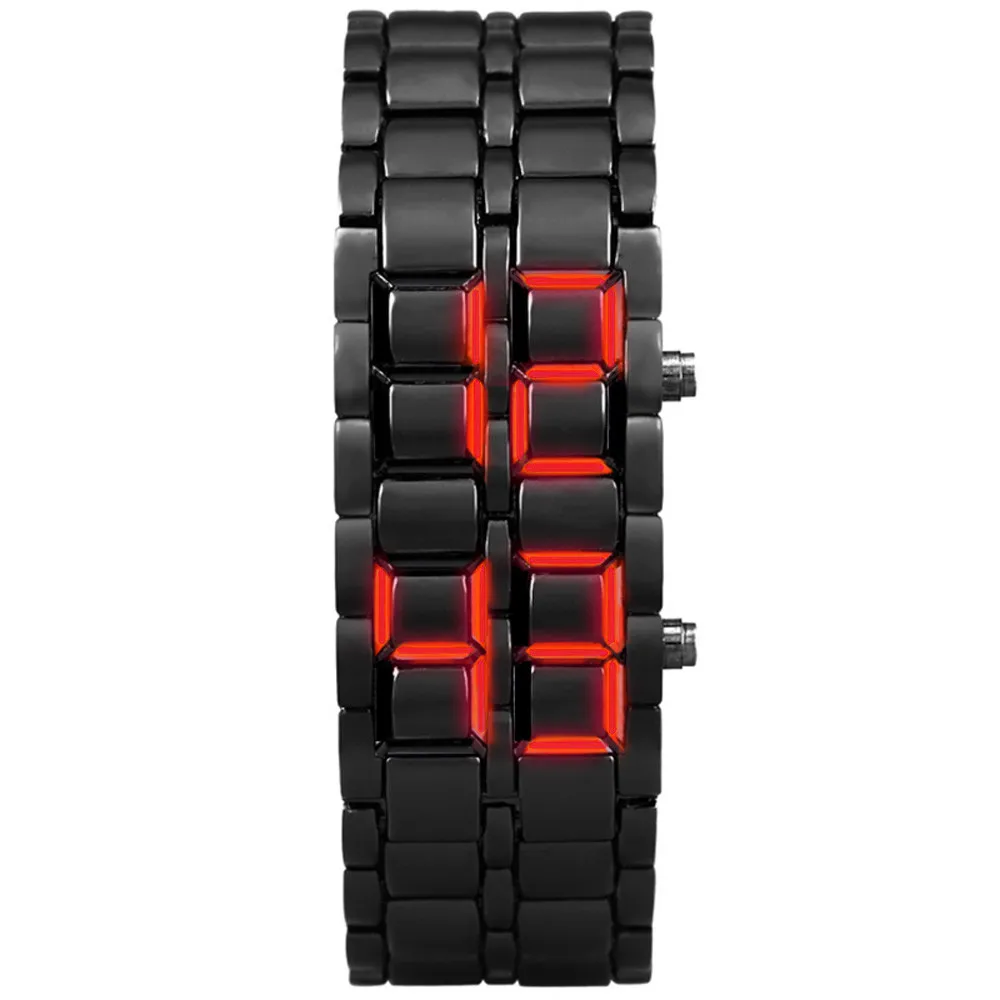 Samurais-Reloj Digital de hierro negro para Hombre y mujer, pulsera de plástico, Led rojo, creativo, nuevo