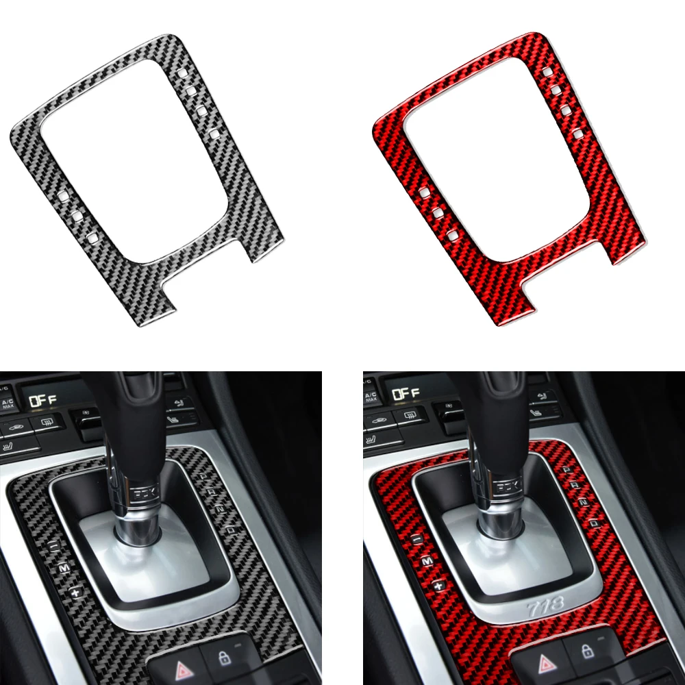 For Porsche 718 982 Cayman Boxster T S GTS GT4 Spyder RS 2016-2022 Car Gear Shift Knob Box Panel Real Carbon Fiber Sticker