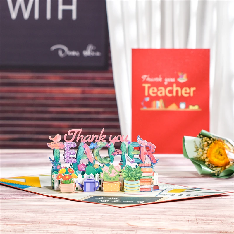 3D Greeting Card for Teacher\'s Day Graduate Pop Up Teacher Card