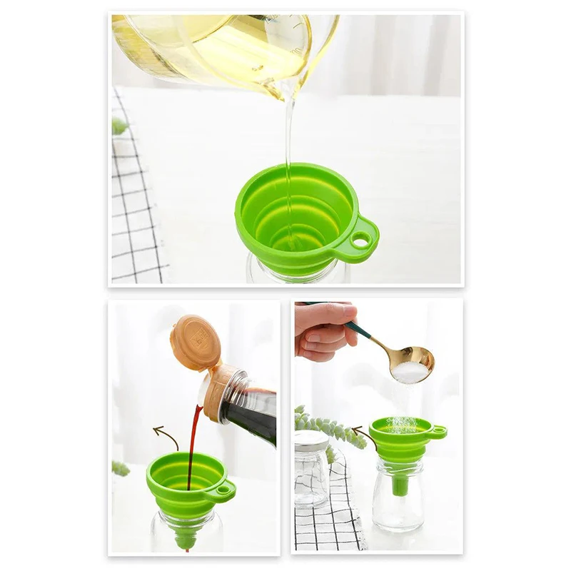 Silicone Folding Funnel Multifunctional Portable Mini Kitchen Retractable Oil Leak Household Liquid Dispenser Kitchen Utensils