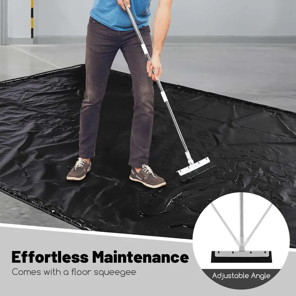 سجادة أرضية جراج مقاومة للماء مقاس 9 × 22 قدمًا - سجادة كبيرة لوقوف السيارات لمنع التسرب والانسكاب مع ممسحة التنظيف