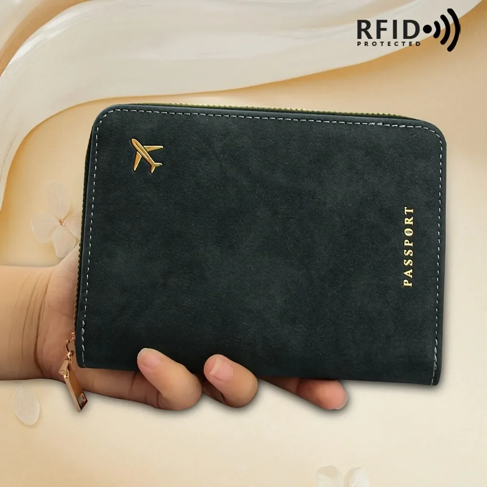 Neue Reisepass-Geldbörse mit Reißverschluss, verdicktes PU, Diebstahlschutz, Reise-Organizer, schlanker Kartenhalter, Aufbewahrungstasche, Reise-Essentials – Detail 3