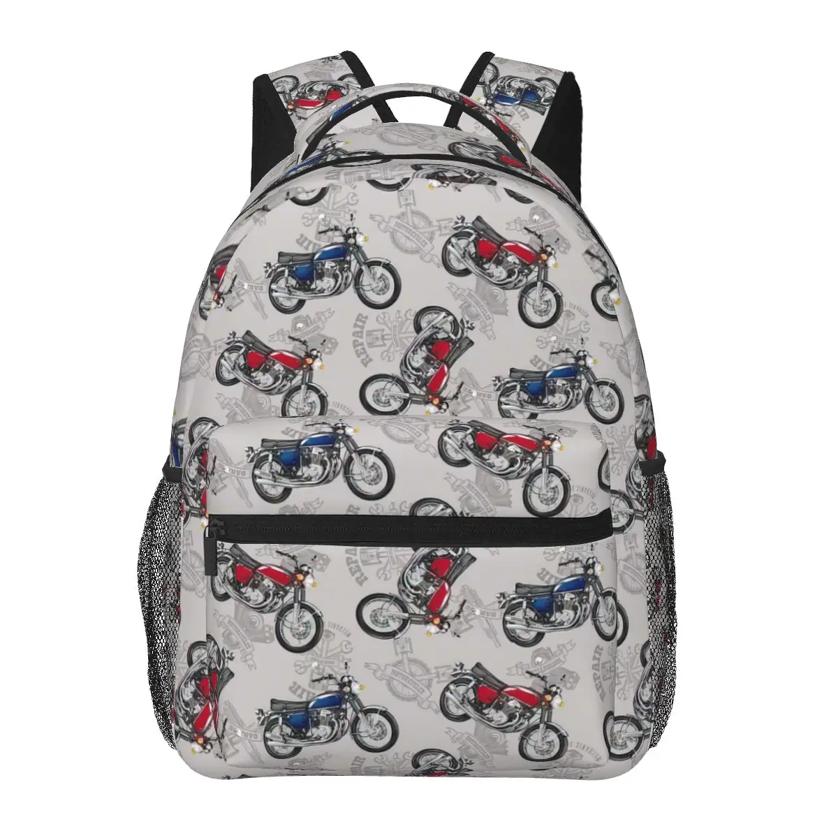 My Tools My Rules Gray Tossed Motorcycle Backpack for Girls Boys Travel RucksackBackpacks for Teenage school bag