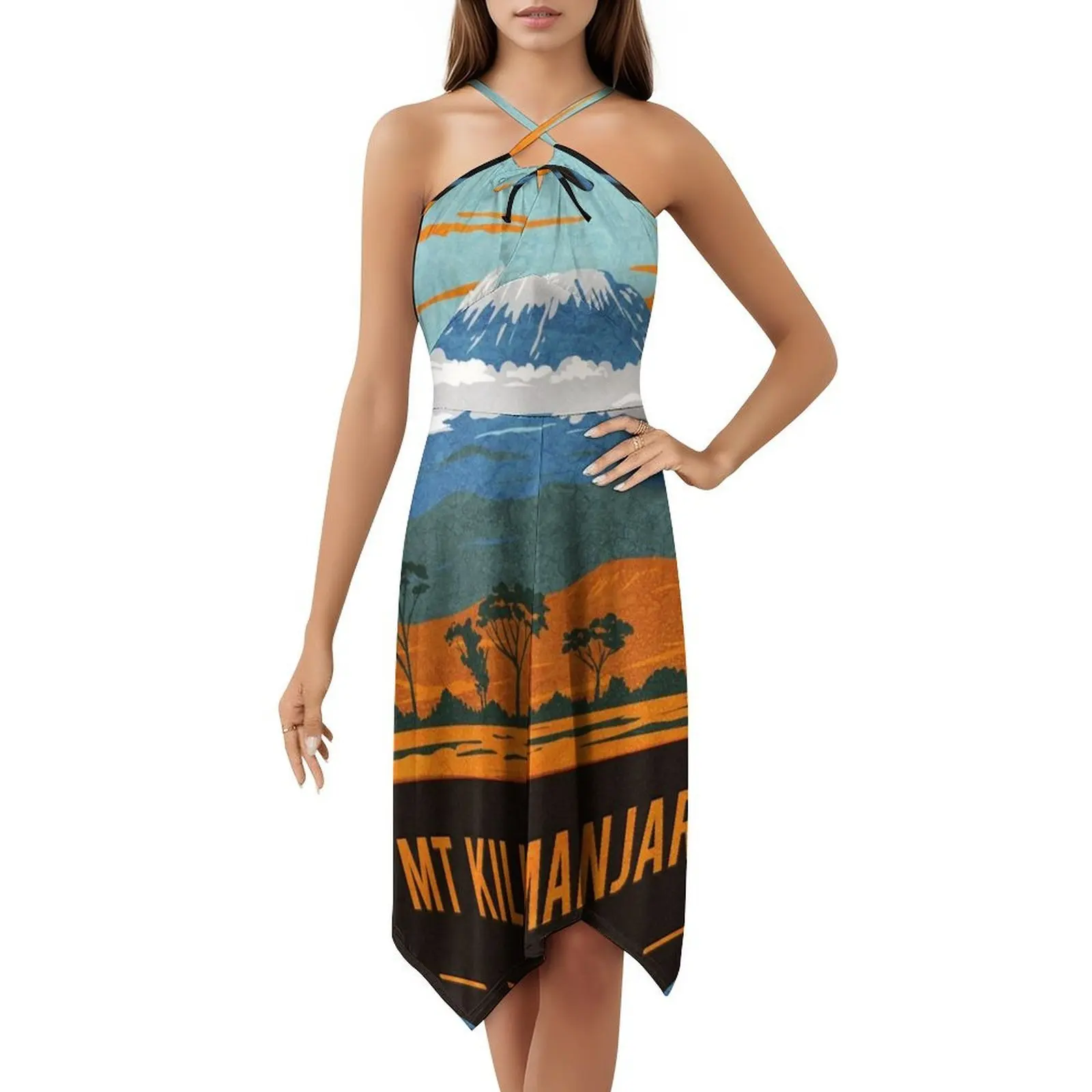 فستان حفلات نسائي من Mt Kilimanjaro تنزانيا ملابس خروج عصرية مطبوعة ملابس النادي للإناث جبل كليمنجارو تنزانيا جبل