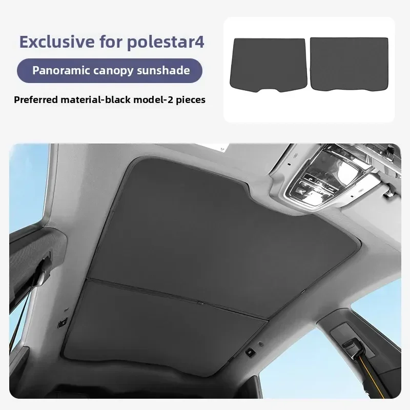 2Pcs/Set Car Roof Sunshade Cover, Skylight Windshield Sunshades, Sunroof Sunscreen Heat Insulation Curtains for POLESTAR 4