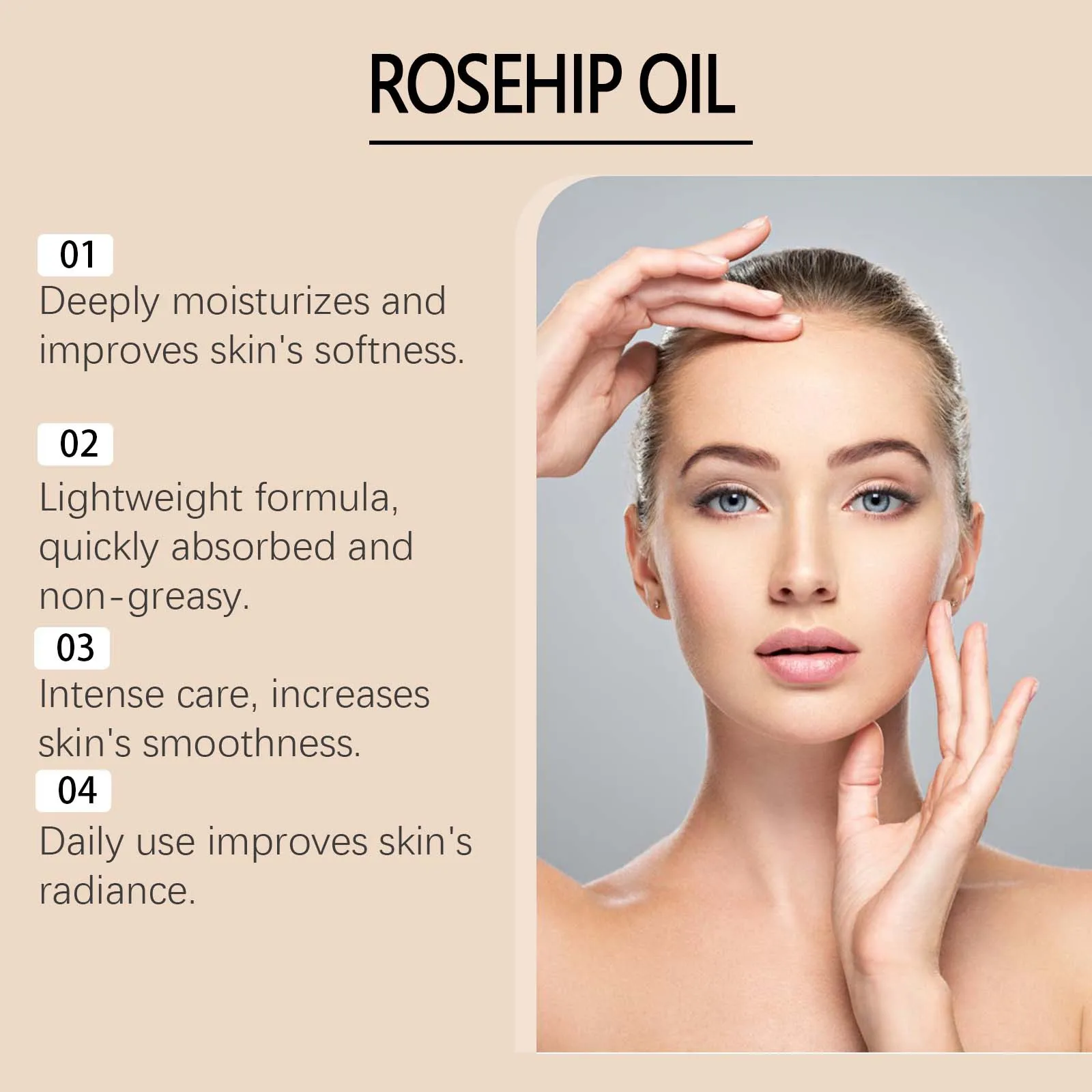 Squalane Rosehip Face Oil Fade Fine Lines Moisturizing Lifting Firming Lighten Dullness Smoothing Rejuvenation Facial Skin Care