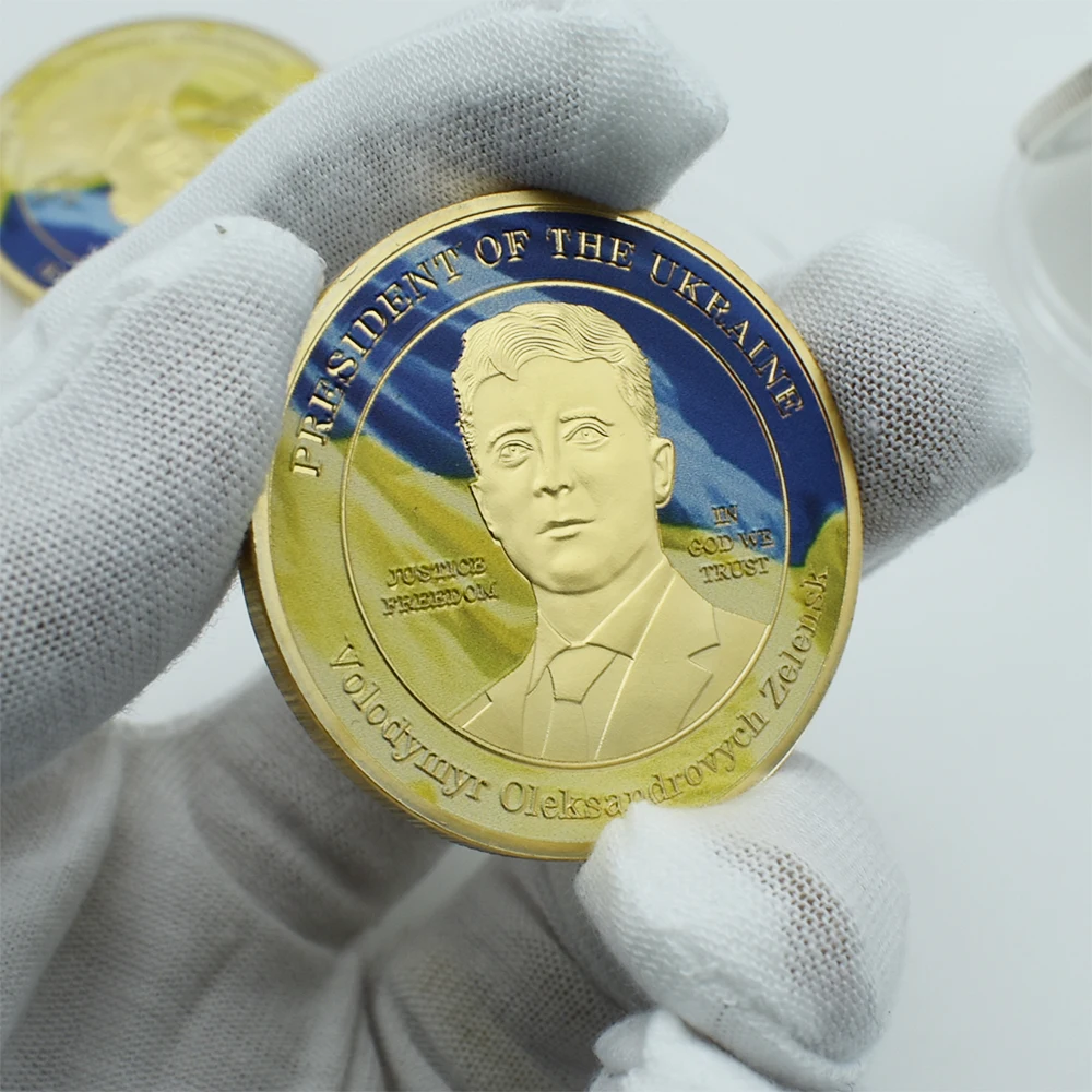 Ukrainian President Zelensky Coin Relief Three-dimensional Crafts Silver-plated Challenge Coin Commemorative Collection Gift