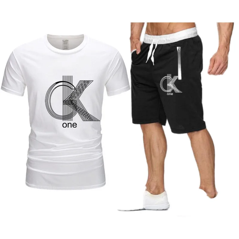 Cotton Short Sets Men Cotton  T-Shirts +Shorts Sport Suit Sweatsuit Men Tracksuit Casual Loose Zip Shorts Sets