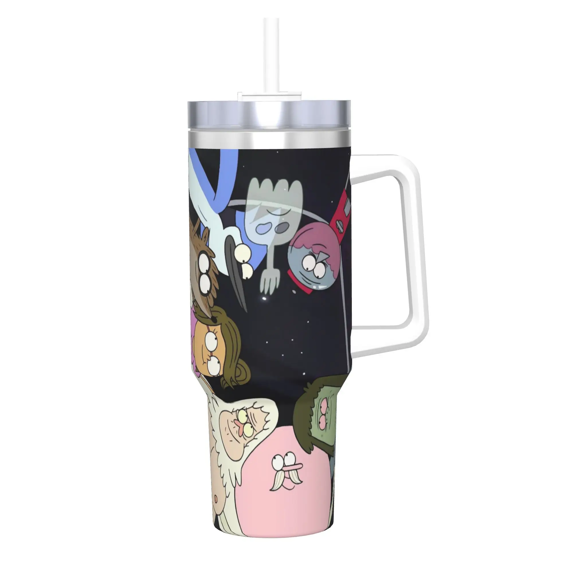 Regulars Show Cartoon Character Tumbler 40oz Stainless Steel Double Wall Vacuum Insulated  Tumblers Cup With Straw