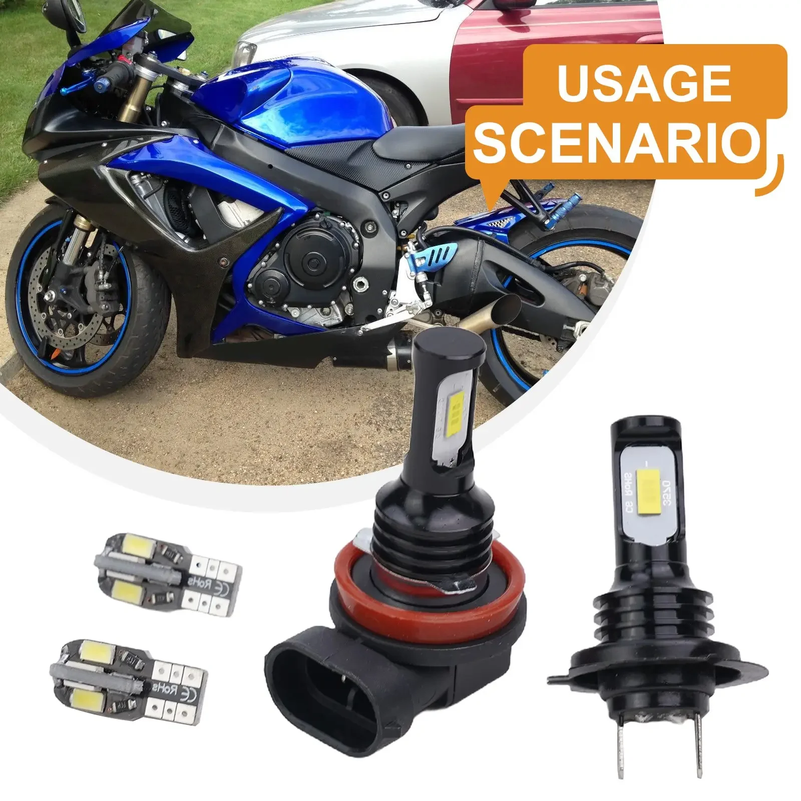 4pcs Motobike LED Bulbs H7 H11 T10 DC 12V-24V 6000K For Suzuki GSXR 600 750 LED Headlight Parking Light Bulbs Set Moto Light - view 2