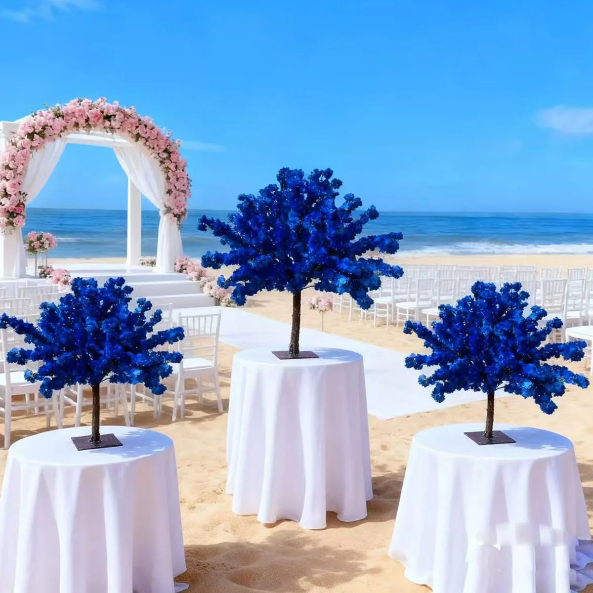 Royal Blue Artificial Cherry Blossom Tree Wedding Decor for Indoor Outdoor Home Office Party - Elegant Centerpiece