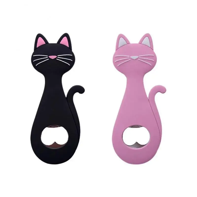 

Pink Cat Bottle Opener Fridge Stickers Wedding Gifts Home Decor Black Cat Fridge Magnets Ceative Magnetic Stickers For Fridge